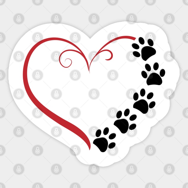 Dog paw prints with heart symbol Sticker by GULSENGUNEL